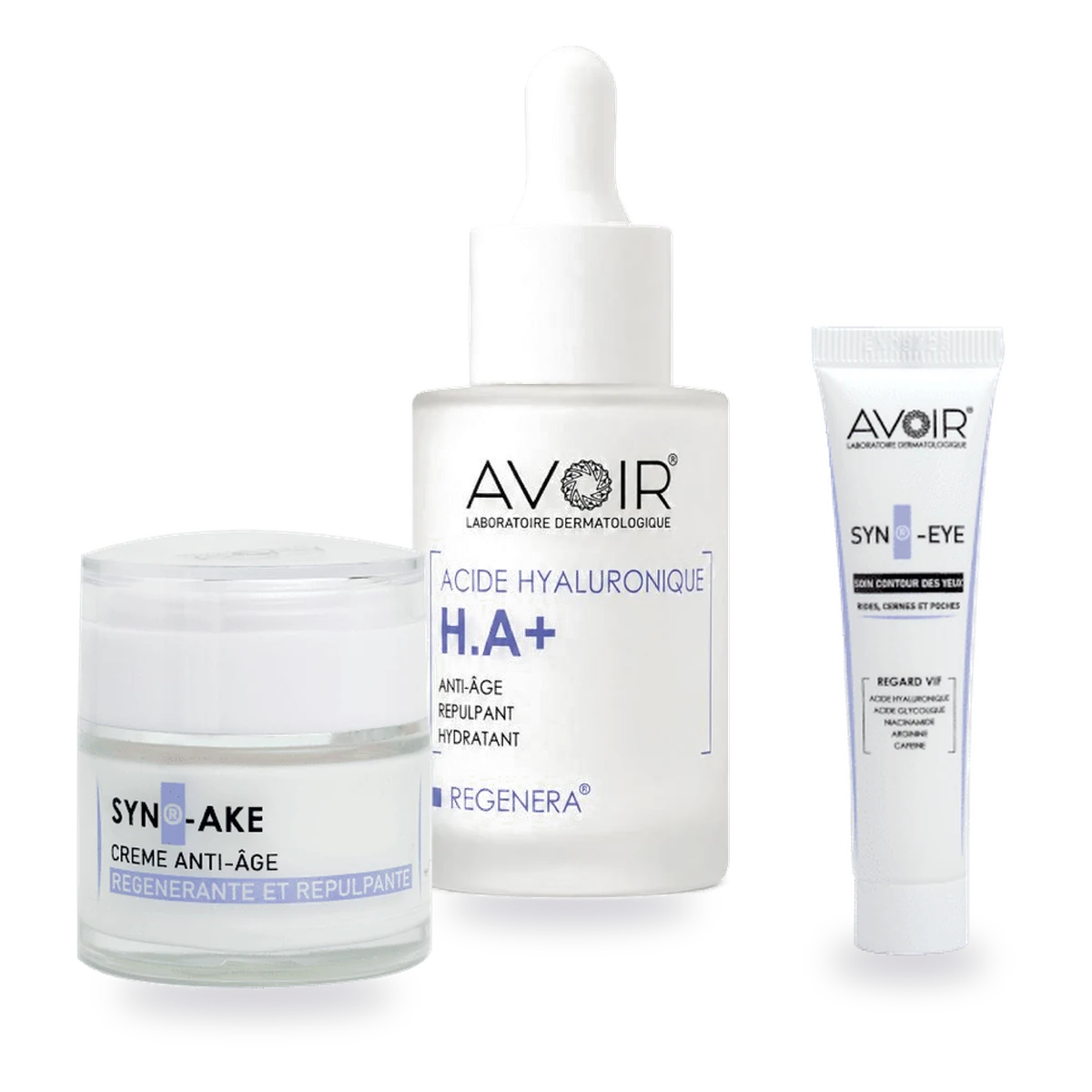 Pack REGENERA : sérum Acide Hyaluronique + B5, soin contour des yeux SYN®EYE et crème SYN®-AKE